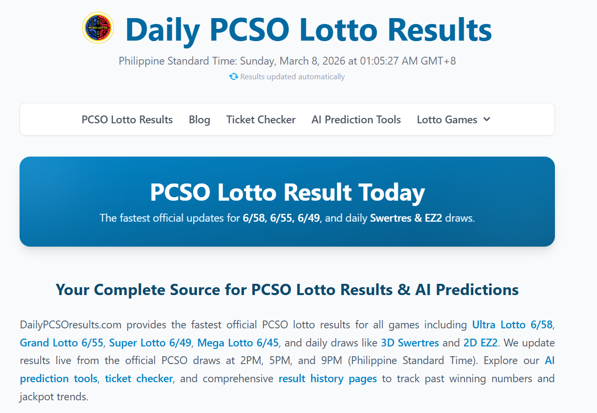Daily PCSO Results Website